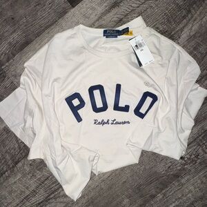 Ralph Lauren Cream T-Shirt with Navy Accents